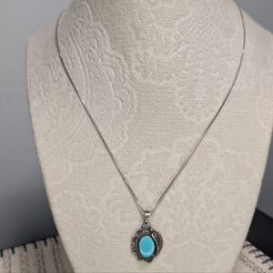 Designer OGI Italy Sterling Silver & Artisan Turquoise Necklace